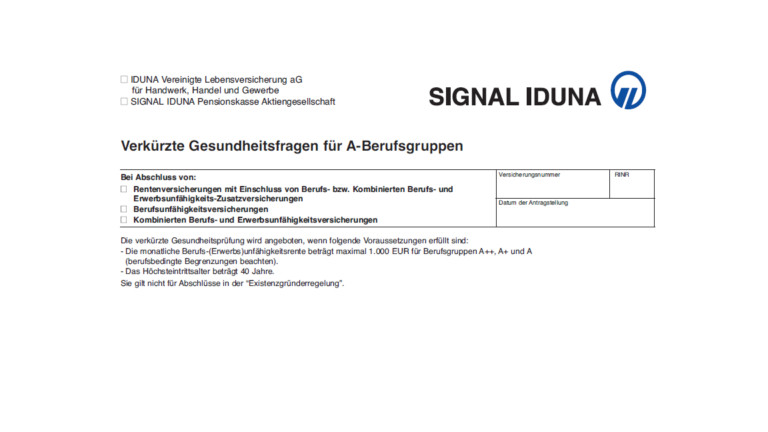 BU der Signal Iduna mit verkürzten Gesundheitfragen - PKV BU AV Blog